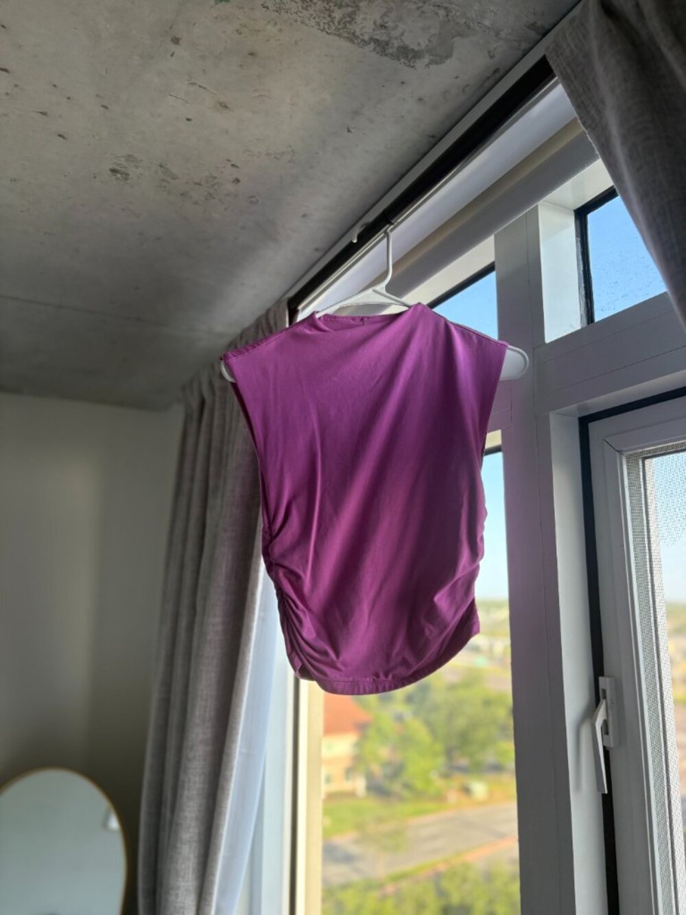 Abercrombie & Fitch Modal-Blend Ruched Side Tee — Orchid Purple XS